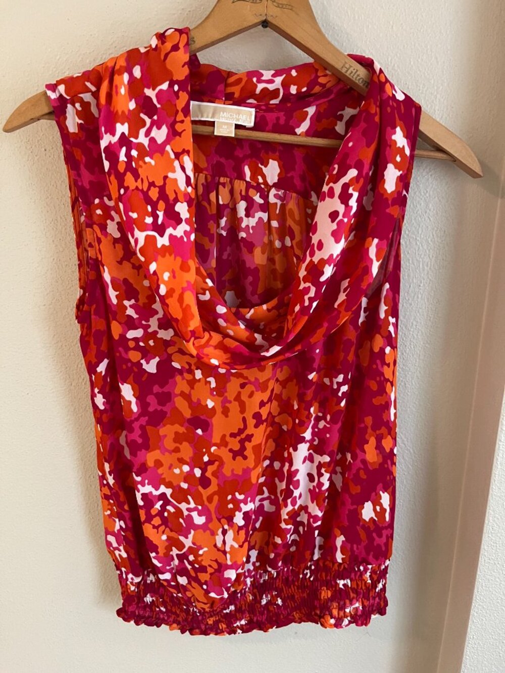 MICHAEL Michael Kors Cowl-Neck Smocked Hem Tank Top